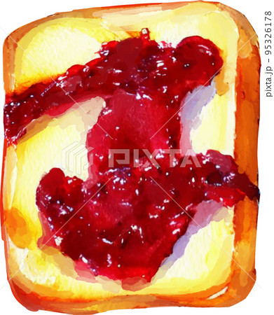 いちごジャムを塗った食パン 水彩風ベクターイラスト いちごジャムを塗った食パン 水彩風ベクターイラスト 95326178