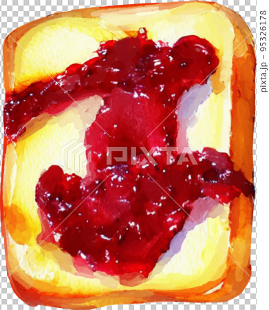 Bread with strawberry jam watercolor style vector illustration Bread with strawberry jam watercolor style vector illustration 95326178