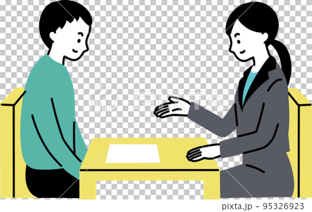Illustration of a female employee dealing with visitors 95326923