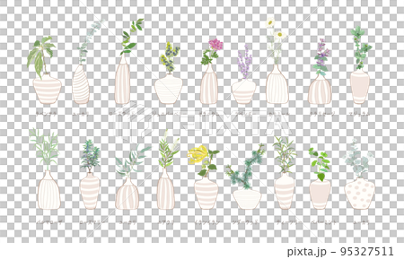 一輪挿しに入った芳香植物・精油&アロマ・ゼラニウム・マジョラム・カモミール・ラベンダー・ユーカリ 一輪挿しに入った芳香植物・精油&アロマ・ゼラニウム・マジョラム・カモミール・ラベンダー・ユーカリ 95327511