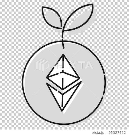 簡單的以太坊 (ETH) 增長圖像圖標（黑白） 95327532