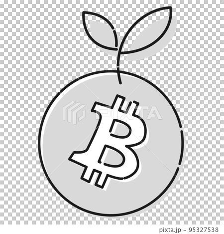 簡單的比特幣 (BTC) 增長圖像圖標（黑白） 95327538