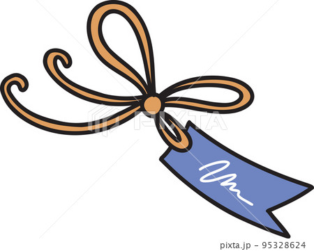 Hand Drawn vintage label with bow illustration Hand Drawn vintage label with bow illustration 95328624