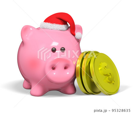 Christmas character piggy bank 3d rendering Christmas character piggy bank 3d rendering 95328635