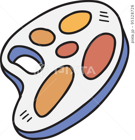 Hand Drawn Acrylic Paint Tray Illustrationのイラスト素材