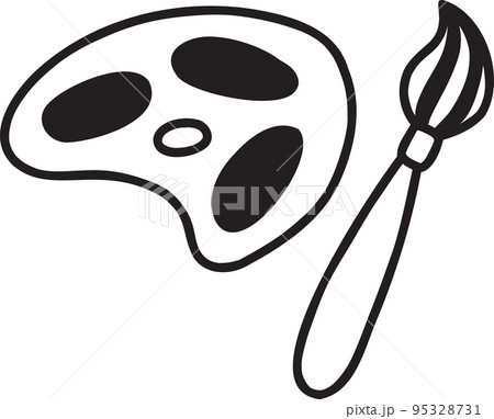 Hand Drawn Paintbrushes and paint trays illustration 95328731