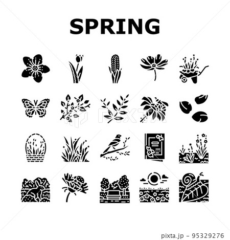 spring season flower nature icons set vectorのイラスト素材 [95329276] - PIXTA