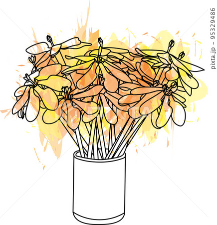 Abstract out line of Gardenia carinata Wallich flower with color spread on white background. Abstract out line of Gardenia carinata Wallich flower with color spread on white background. 95329486