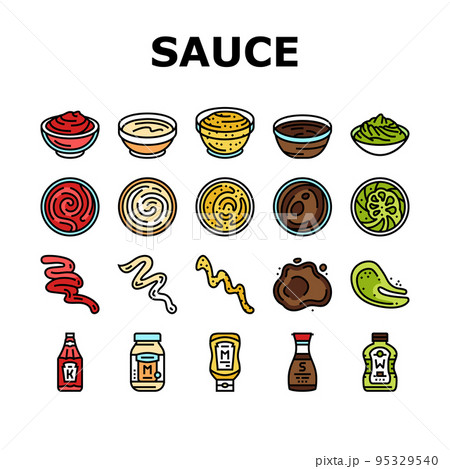 sauce ketchup food mayonnaise icons set vector sauce ketchup food mayonnaise icons set vector 95329540