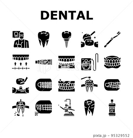 dental care dentist tooth implant icons set vector dental care dentist tooth implant icons set vector 95329552