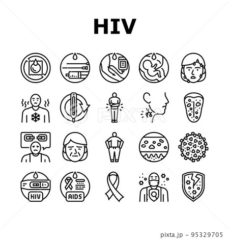 hiv aid health medical ribbon icons set vector hiv aid health medical ribbon icons set vector 95329705