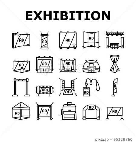 stand trade show event booth icons set vector 95329760