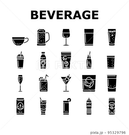 beverage drink juice fresh water icons set vector 95329796
