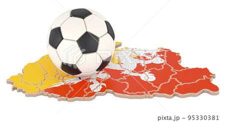 Football ball with map of Bhutan concept, 3D rendering 95330381