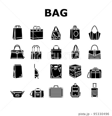 Bag For Carry Products And Goods Icons Set Vector Bag For Carry Products And Goods Icons Set Vector 95330496