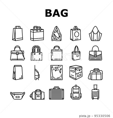 Bag For Carry Products And Goods Icons Set Vector Bag For Carry Products And Goods Icons Set Vector 95330506