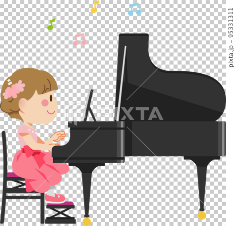 発表会でグランドピアノを弾く女の子 95331311