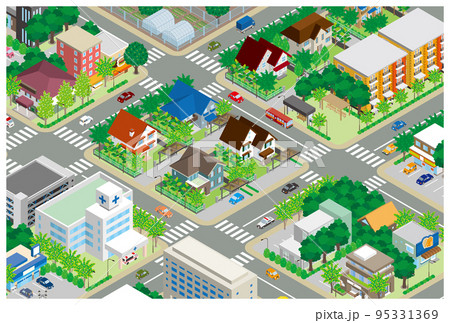 街並みの立体図. 都市の景観. 街並みの立体図. 都市の景観. 95331369
