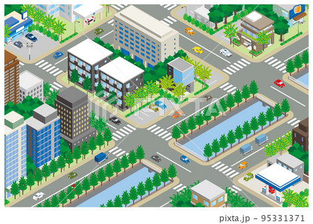 街並みの立体図. 都市の景観.  95331371