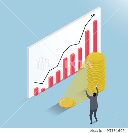 アイソメトリック_レバレッジを効かせた株取引で大儲けした男性 アイソメトリック_レバレッジを効かせた株取引で大儲けした男性 95331605