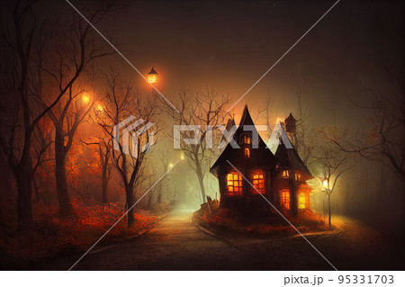 Spooky house or witch hut 95331703