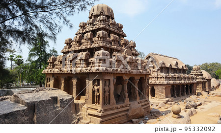 View of Yudhisthras Chariot and Bhima Chariot, Five Rathas, Mahabalipuram, Tamilnadu, India View of Yudhisthras Chariot and Bhima Chariot, Five Rathas, Mahabalipuram, Tamilnadu, India 95332092