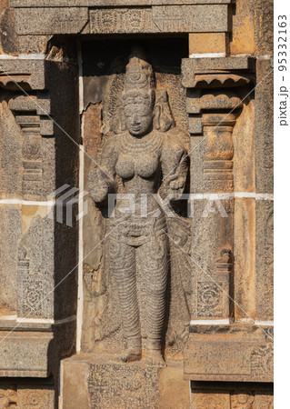 Carved Idol with blessing hands on Gopuram of Nataraja Temple, Chidambaram, Tamil Nadu, India 95332163