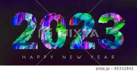 2023 New Year. Watercolor gradient brush stroke numbers. 2023 New Year. Watercolor gradient brush stroke numbers. 95332842