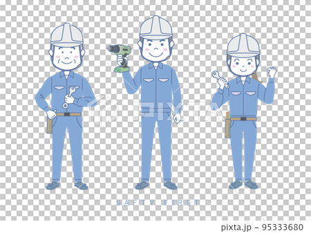 Worker wearing a helmet construction work color 95333680
