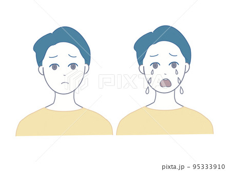 悲しい表情の男性のイラスト 95333910