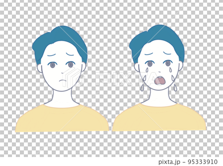 悲しい表情の男性のイラスト 95333910