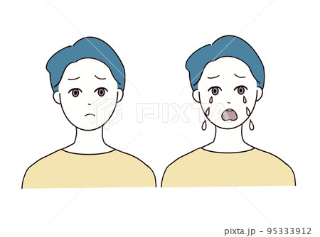 悲しい表情の男性のイラスト 95333912