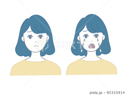 悲しい表情の女性のイラスト 95333914