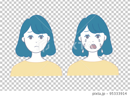 悲しい表情の女性のイラスト 95333914