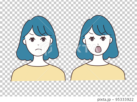 Illustration of a woman with an angry expression 95333922