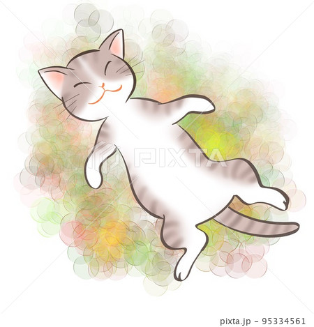 のんびり寝転がっているねこのイラストのイラスト素材 [95334561] - PIXTA