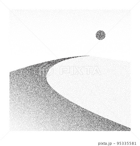 Grain dune desert. Stipple eastern landscape and terrain background. Sand hill in dot work style. Textured gradient illustration. Grain dune desert. Stipple eastern landscape and terrain background. Sand hill in dot work style. Textured gradient illustration. 95335581