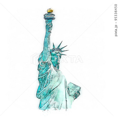 Watercolor painting illustration of the Statue of Liberty isolated on white background Watercolor painting illustration of the Statue of Liberty isolated on white background 95336450