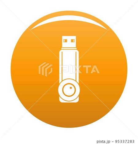 Plastic flash drive icon. Simple illustration of plastic flash drive vector icon for any design orange 95337283