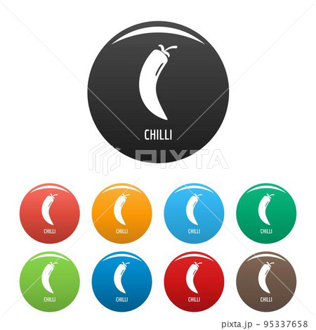 Chilli pepper icon. Simple illustration of chilli pepper vector icons set color isolated on white 95337658