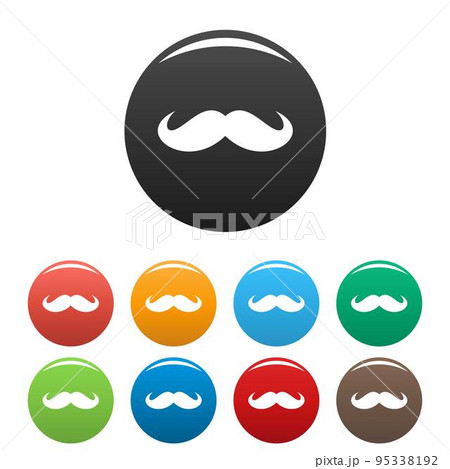 Russia mustache icon. Simple illustration of russia mustache vector icons set color isolated on white 95338192