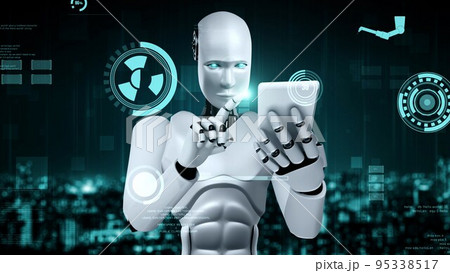 Futuristic robot artificial intelligence huminoid AI for industrial factory 95338517