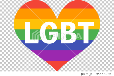 LGBTのレインボーマーク（ハート）とLGBTの文字 95338986