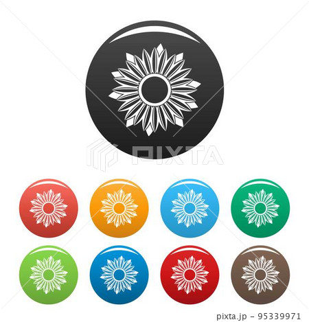 Ripe sunflower icon. Simple illustration of ripe sunflower vector icons set color isolated on white 95339971