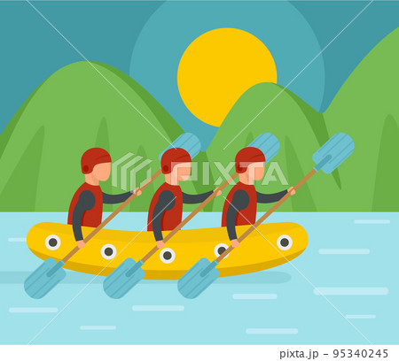 Mounting rafting background. Flat illustration of mounting rafting vector background for web design 95340245