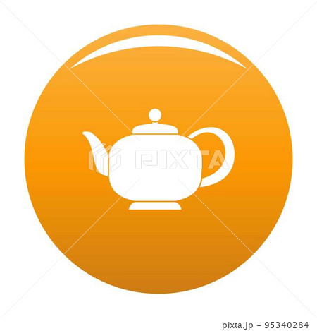 Teapot with handle icon. Simple illustration of teapot with handle vector icon for any design orange 95340284