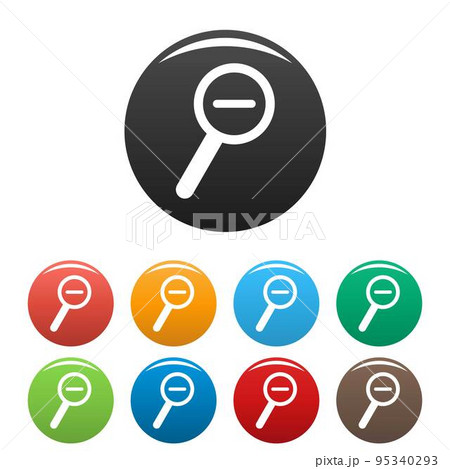 Cursor magnifier minus icon. Simple illustration of cursor magnifier minus vector icons set color isolated on white Cursor magnifier minus icon. Simple illustration of cursor magnifier minus vector icons set color isolated on white 95340293