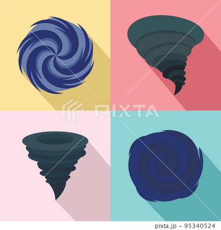 hurricane storm tornado damage icons set. Flat illustration of 4 hurricane storm tornado damage vector icons for web hurricane storm tornado damage icons set. Flat illustration of 4 hurricane storm tornado damage vector icons for web 95340524