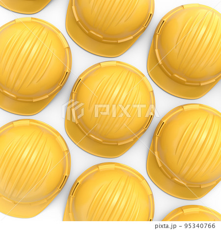 Set of safety helmets or hard caps for carpentry work on white background 95340766