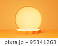 3D rendering orange product display stand on orange background. Autumn or Halloween theme. 95341263